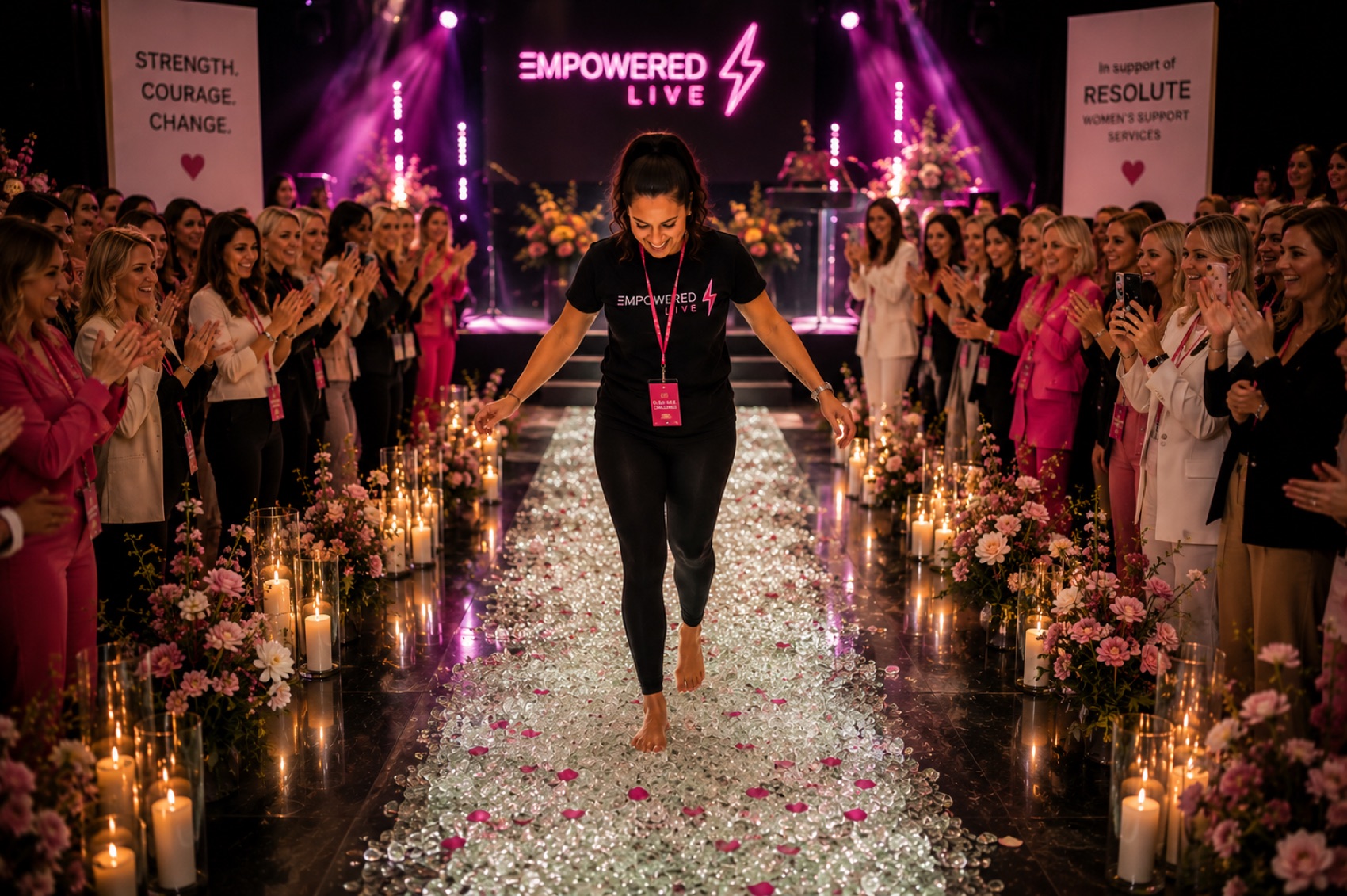The glass walk at an EMpowered with Emily event